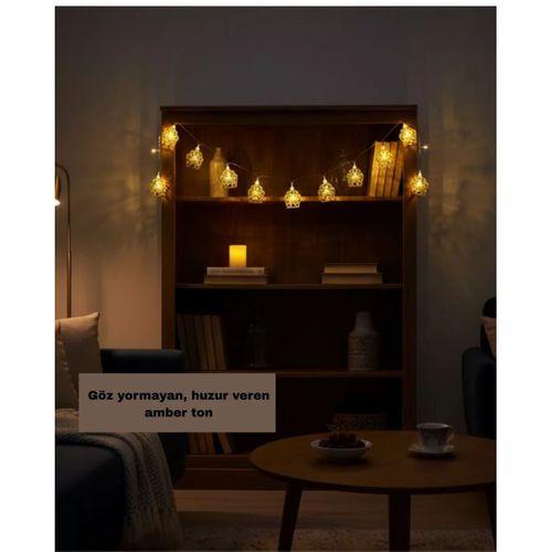 Ev Dekoru İçin Ramazan Led Işık Pilli Sıcak Sarı Cami Figürlü