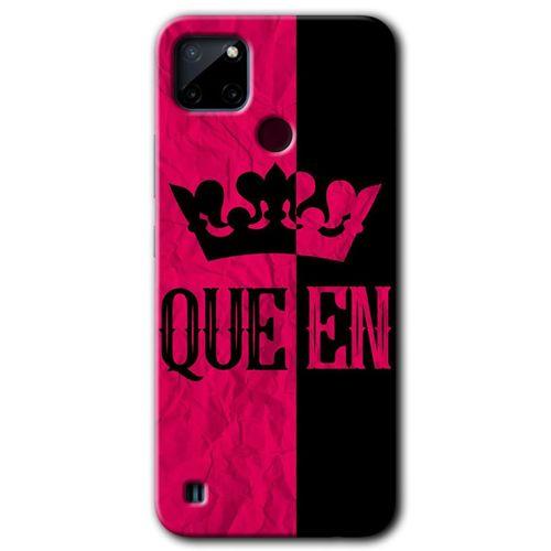 Realme C21 HD Baskılı Kılıf + 9D Tam Ekran Koruyucu - Queen