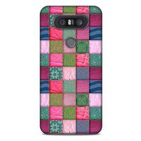 LG K41S - K51S Kılıf Patchwork (35) Fit Design Kılıf Toz Pembe Lacivert