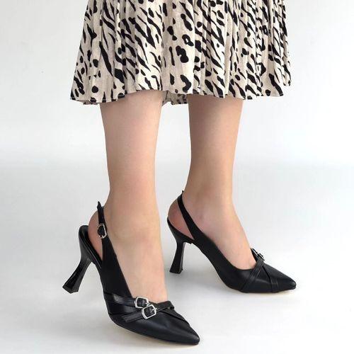 Jedda Siyah Cilt Topuklu Ayakkabı