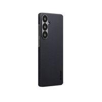 Galaxy S25 Kılıf M-safe Şarj Özellikli 600D Aramid Fiber Pitaka Ultra-Slim Classic Serisi Black-Grey Twill Kapak