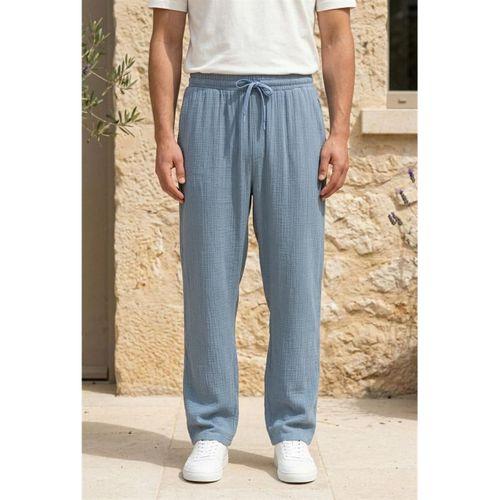 Hafif ve Rahat Müslin Baggy Erkek Pantolon - Soğuk Mavi