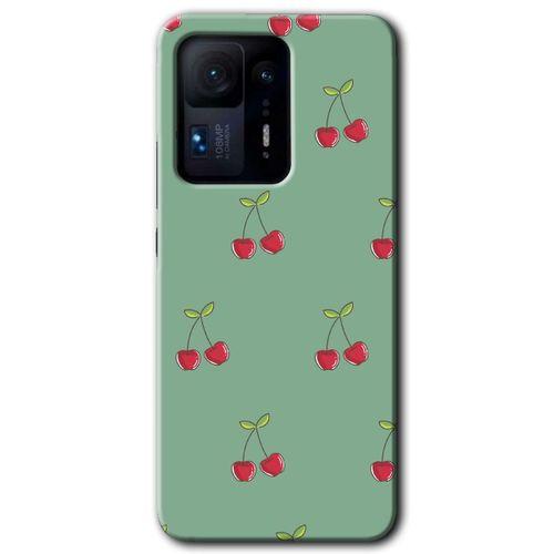 MRCİLETİSİM Xiaomi Mi Mix 4 Kılıf HD Desen Baskılı Arka Kapak+Temperli Cam - Kiraz Berry