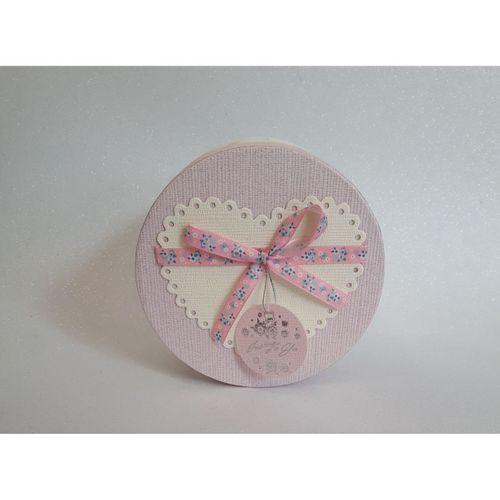KUTU YUVARLAK PEMBE KREM 19,5CM X 19,5CM X 11CM