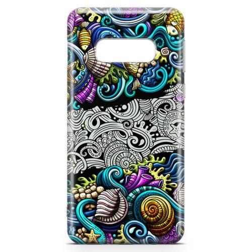 Samsung Galaxy S10e Kılıf Deniz Mahsulleri Doodle Arka Kapak Koruma Desenli Full Koruyucu