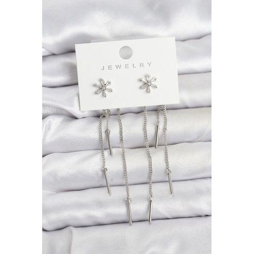 Çiçek Model Gümüş Pirinç Sallantılı Kadın Küpe