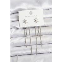 Çiçek Model Gümüş Pirinç Sallantılı Kadın Küpe