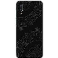 MRCİLETİSİM Samsung Galaxy A02 Kılıf Baskılı Kapak - Siyah Mandala +Tam Ekran Koruyucu