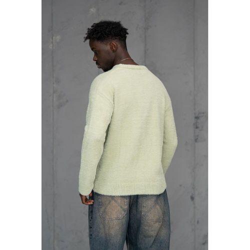 Oversize Kırçıllı Tüylü Sıfır Yaka Salaş Spor Kazak