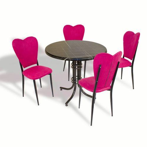 Dockers Buket - Aşk-ı Derun Mutfak Masa Takımı - Yuvarlak 80cm Çap (Werzalit, Wermodin ve Allzalit Tabla) - Palazzo-KırmızıDeri