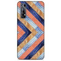 Huawei P Smart 2021 Kılıf Patchwork (3) Kapak Lacivert Turuncu
