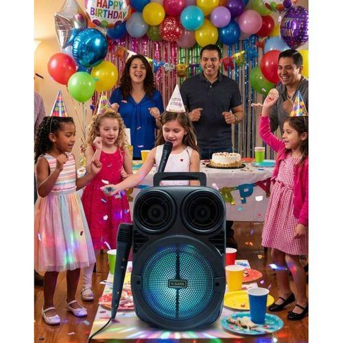 Kablosuz Karaoke Hoparlör Mikrofonlu Rgb Işıklı Bluetooth Speaker Usb Tf Kart Destekli