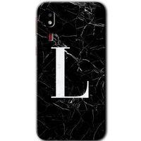 Potkal Hediye Fabrikası Samsung Galaxy A2 Core Kılıf HD Desen Baskılı Arka Kapak - Siyah Mermer Desenli L Harfi