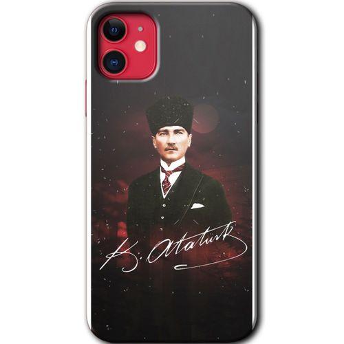 iPhone 11 Kılıf Baskılı Kapak - Kemal Atatürk + 5D Tam Kaplayan Cam