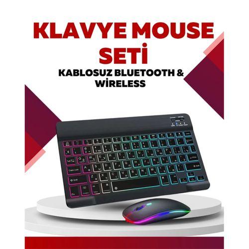 Bluetooth 5.3 Destekli Şarjlı Taşınabilir Klavye + Mouse Kombinasyonu