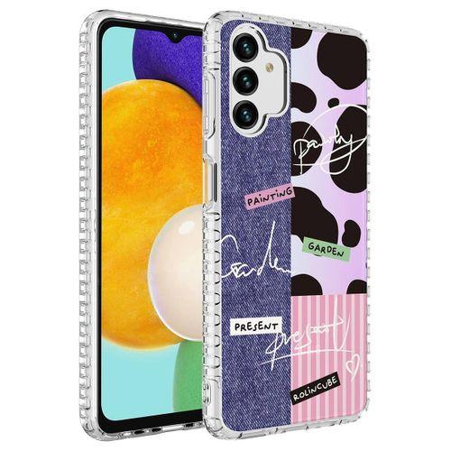 Galaxy A04S Kılıf Airbag Kenarlı Renkli Desenli Silikon Zore Elegans Kapak