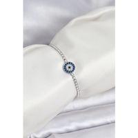 Gümüş Renk Nazar Model Zirkon Taşlı Asansörlü Su Yolu Bileklik