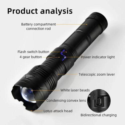 Ps-1998 Ultra Parlak Su Geçirmez Zoomlu Güçlü 200w 30000 Lümen Şarjlı Bekçi Avcı Kamp El Feneri