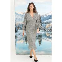 %100 Viskon Desenli Uzun Kollu Saten Elbise