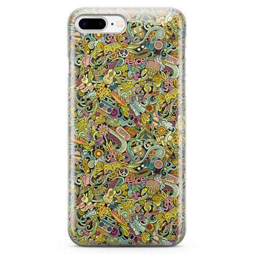 Apple iPhone 7 Plus Kılıf Hippie Doodle Arka Kapak Koruma Desenli Full Koruyucu