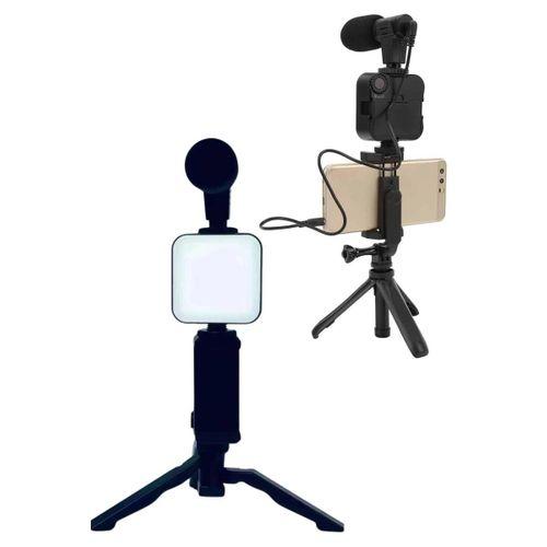 Telefon Tutucu Led Işıklı Kumandalı Mikrofon Telefon Vlog Video Kayıt