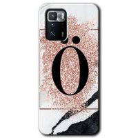 Poco x3 GT Kılıf HD Desen Baskılı Arka Kapak - Pembe Mermer Desenli Ö Harfi + Kırılmaz Cam