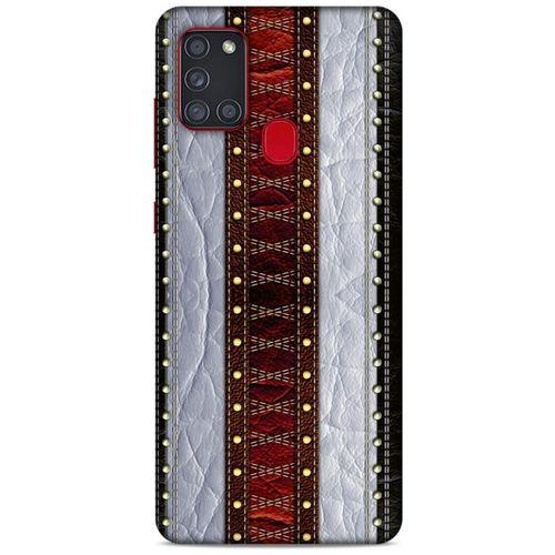 Samsung Galaxy A21s Kılıf Patchwork (11) Tam Koruma Siyah Gri