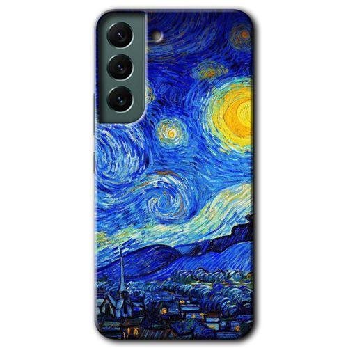 MRCİLETİSİM Samsung Galaxy S22 Plus Kılıf HD Desen Baskılı Arka Kapak + Temperli Cam - Starry Night