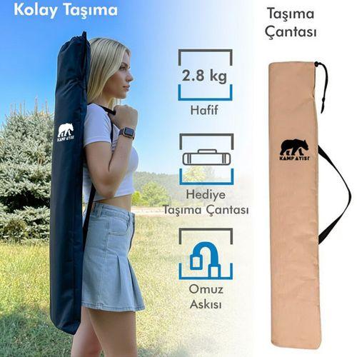 Kamp Ayısı® Alüminyum Katlanabilir Kamp Sandalyesi – Askılı Omuz Çantalı, Oxford Kumaş, Krem