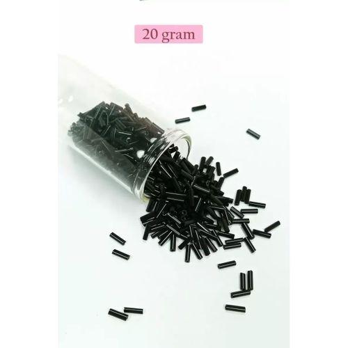Uzun Boru Kesme Boncuk Çap 2mm Uzunluk 10 mm - 20 Gram - Siyah - BNC241