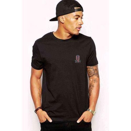 Army Logo Hit Göğüs Baskılı Siyah Erkek Tshirt