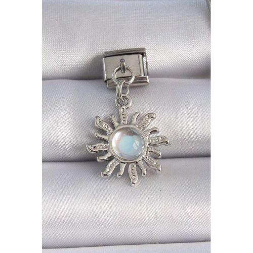 pilelistore 316L Çelik Gümüş Renk Sallantılı Beyaz Minelik Güneş Figür Nomination Charm - TJ-BC1070