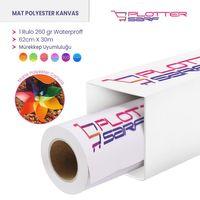 PlotterSarf® Polyester Mat Kanvas 260 gr Waterproof Tuval İç Mekan 62cm x 30 mt (1 Rulo)