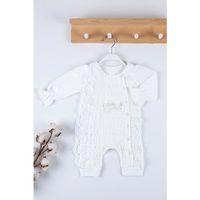 Gofralı Fransız Güpürlü % 100 Pamuk Kız Bebek Tulumu