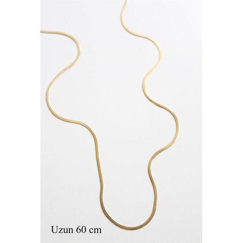 Uzun İnce İtalyan Zincir Kolye (60 cm) - Altın