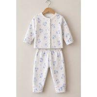 3-12 Ay Tavşan Baskılı Çıtçıtlı Penye Bebek Pijama Takımı