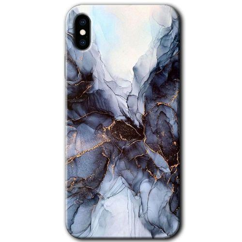 iPhone Xs Max HD Baskılı Kılıf + 9D Tam Ekran Koruyucu - Otantik Mermer