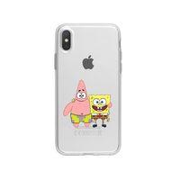 iPhone X Sünger Ve Patrick Star Desenli Premium Şeffaf Silikon Kılıf
