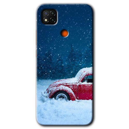 Xiaomi Redmi 9c Kılıf HD Desen Baskılı Arka Kapak + Temperli Cam - Karlı Vosvos