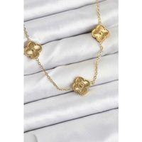 316L Çelik Zincir Gold Renk Yonca Kadın Kolye