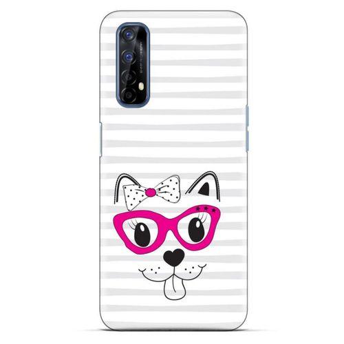 Lopard Oppo Realme 7 Uyumlu Kılıf Kediler (16) Kalın Kılıf Fuşya Gözlük