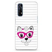Lopard Oppo Realme 7 Uyumlu Kılıf Kediler (16) Kalın Kılıf Fuşya Gözlük