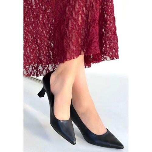 Mırta Siyah Cilt Topuklu Ayakkabı