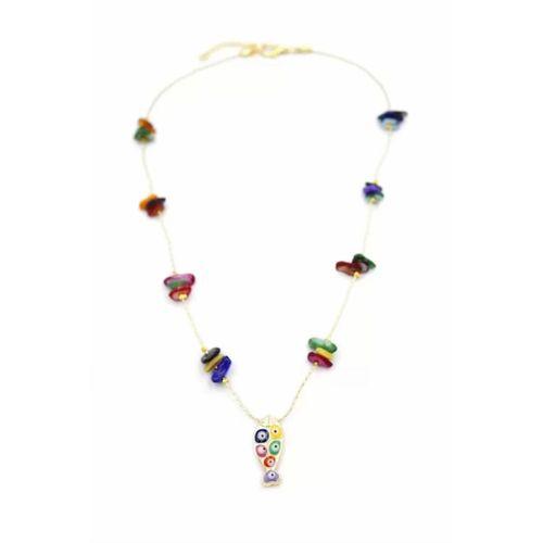 Kırıktaşlı Balık Kolye - ÇOK RENKLİ