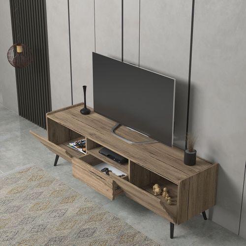 Della Panjur Kapaklı 2 Kapak 1 Çekmece Duvar Raflı Premium 180 Cm Tv Ünitesi - Minifiks - Pera - Siyah