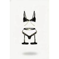 Siyah Harness Takım Deri Zincir Detaylı Tokalı - Brf1379