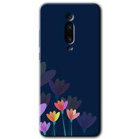 MRCİLETİSİM Xiaomi Mi 9T Kılıf Baskılı Kapak - Çizim Çiçekleri + 5D Tam Kaplayan Cam