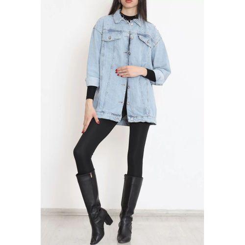 pilelistore Taşlı Kot Ceket Açıkmavi