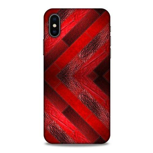 Apple Iphone X Kılıf Patchwork (28) Arka Kapak Kırmızı Siyah