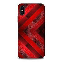 Apple Iphone X Kılıf Patchwork (28) Arka Kapak Kırmızı Siyah